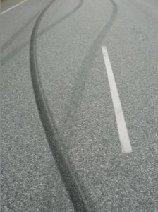tire marks on road