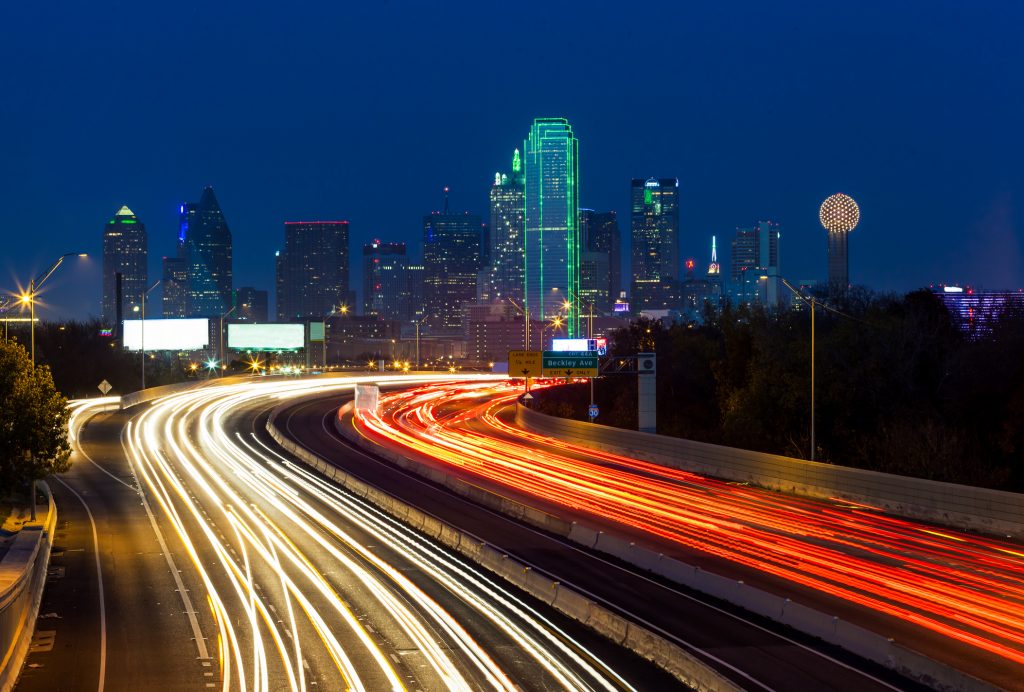 Dallas downtown at night