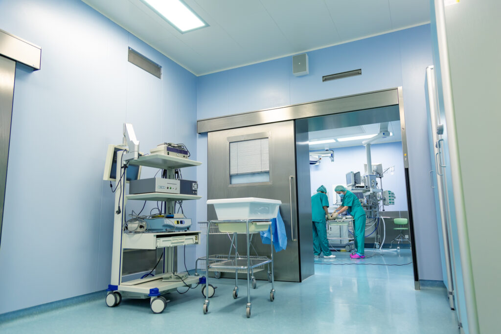 Surgeons working in an operating room